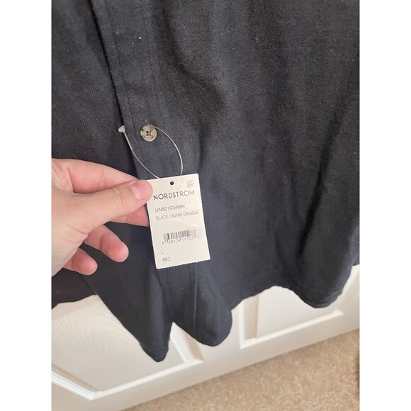 Men's 14TH & UNION NORDSTROM Black Flannel Shirt Large NEW NWT Trim Fit - Picture 5 of 11